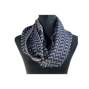 Cejon Blue Story Chevron Metallic Knit Infinity Scarf Shawl Wrap NWT evening